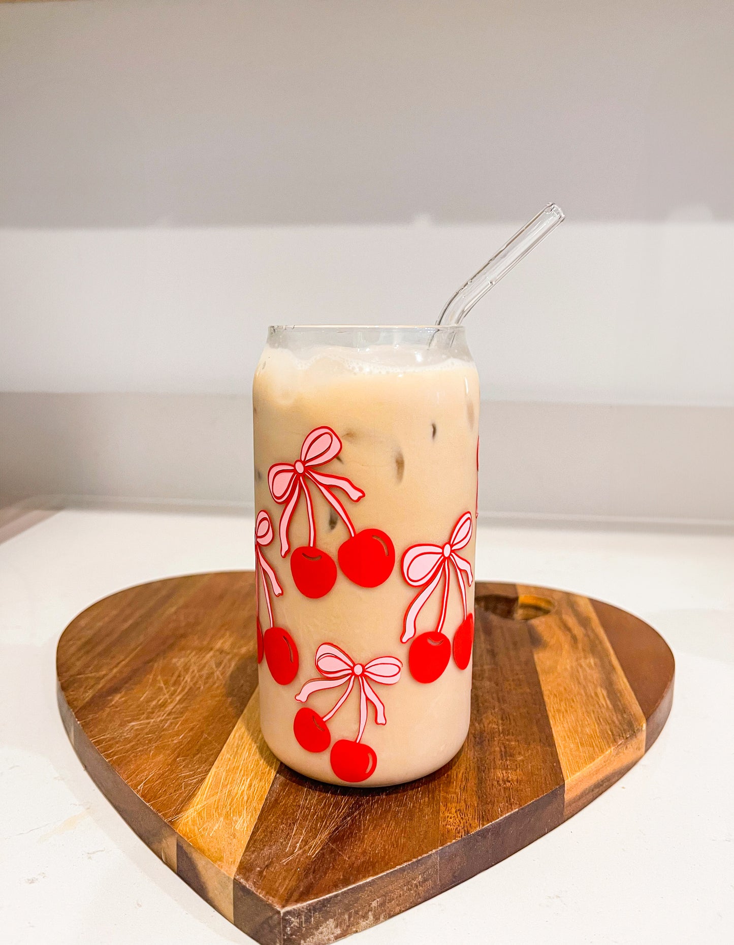 Cherry and Bows Glass Cup