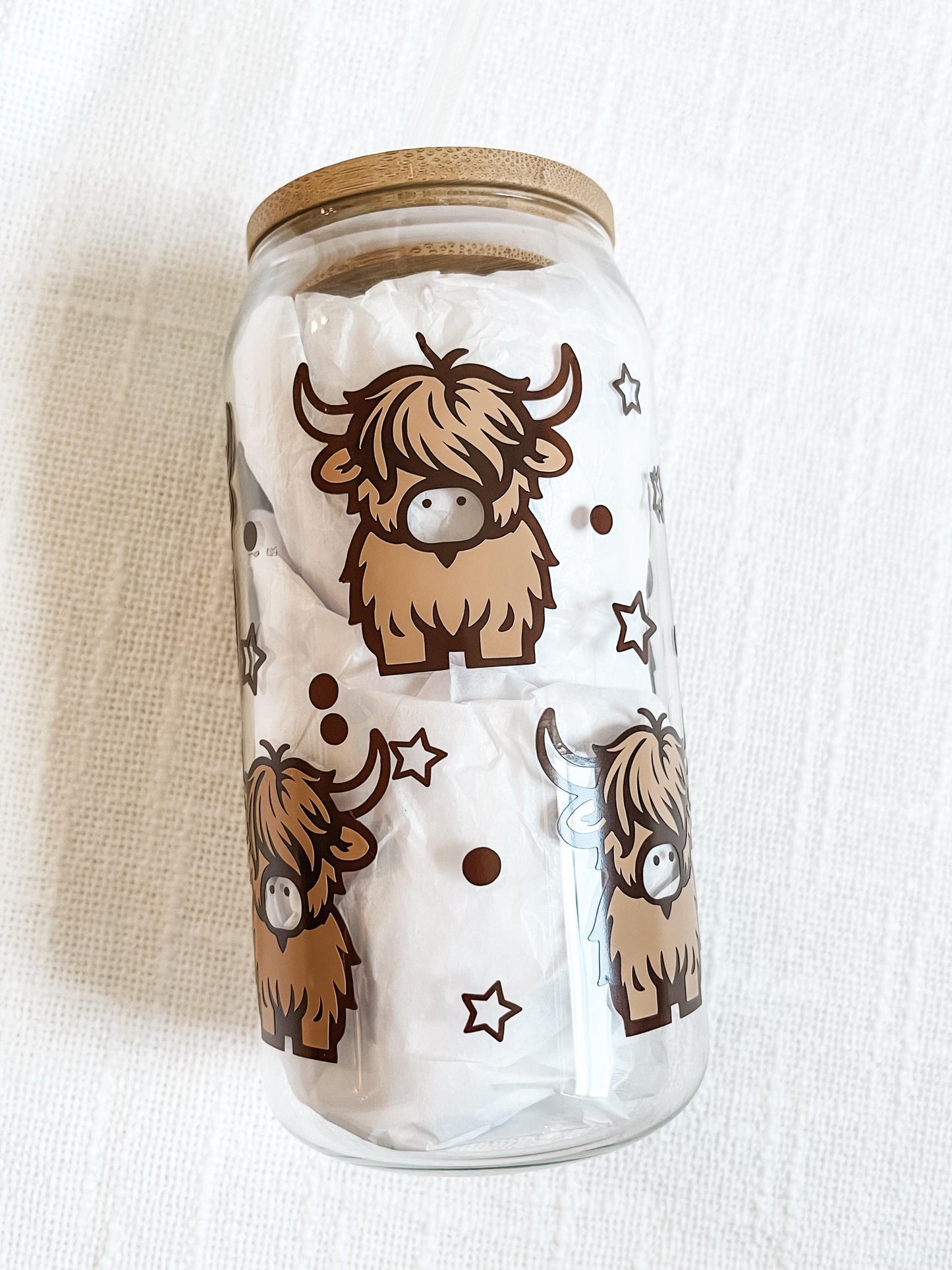 Highland Cow Glass Cup
