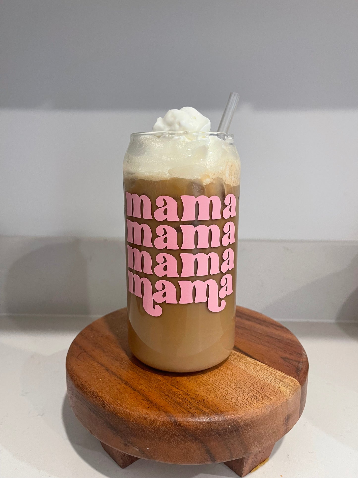 Pink Mama Glass Iced Coffee Glass Cup