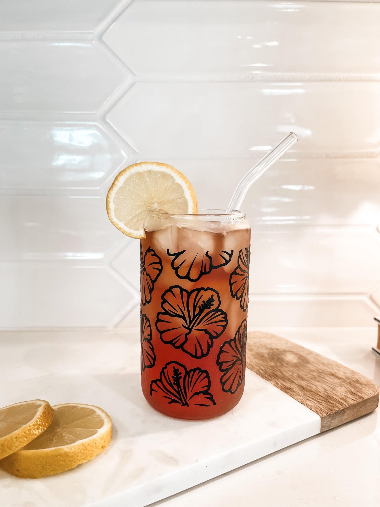 Hibiscus Glass Cup