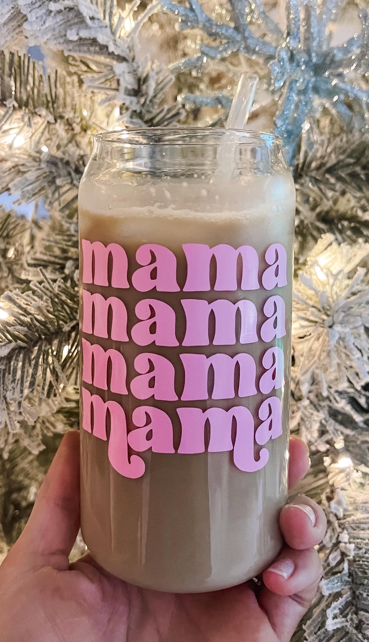 Pink Mama Glass Iced Coffee Glass Cup