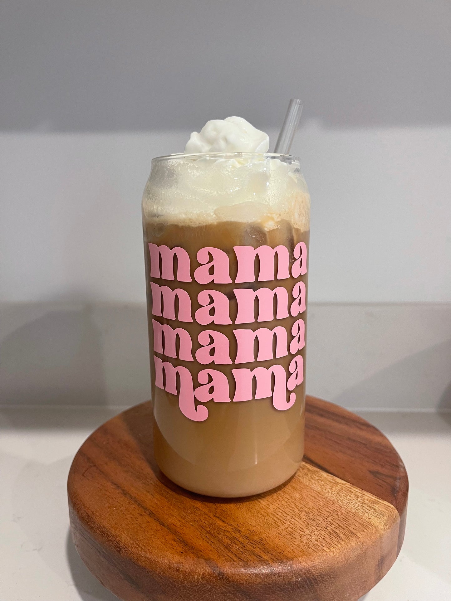 Pink Mama Glass Iced Coffee Glass Cup