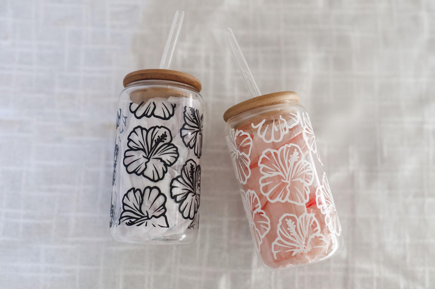 Hibiscus Glass Cup