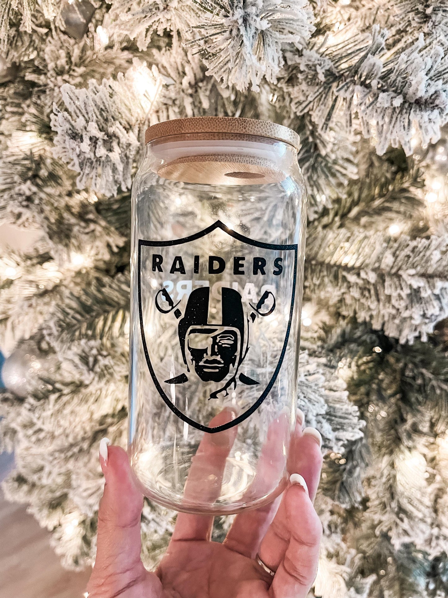 Raiders Football Iced Coffee Glass Cup