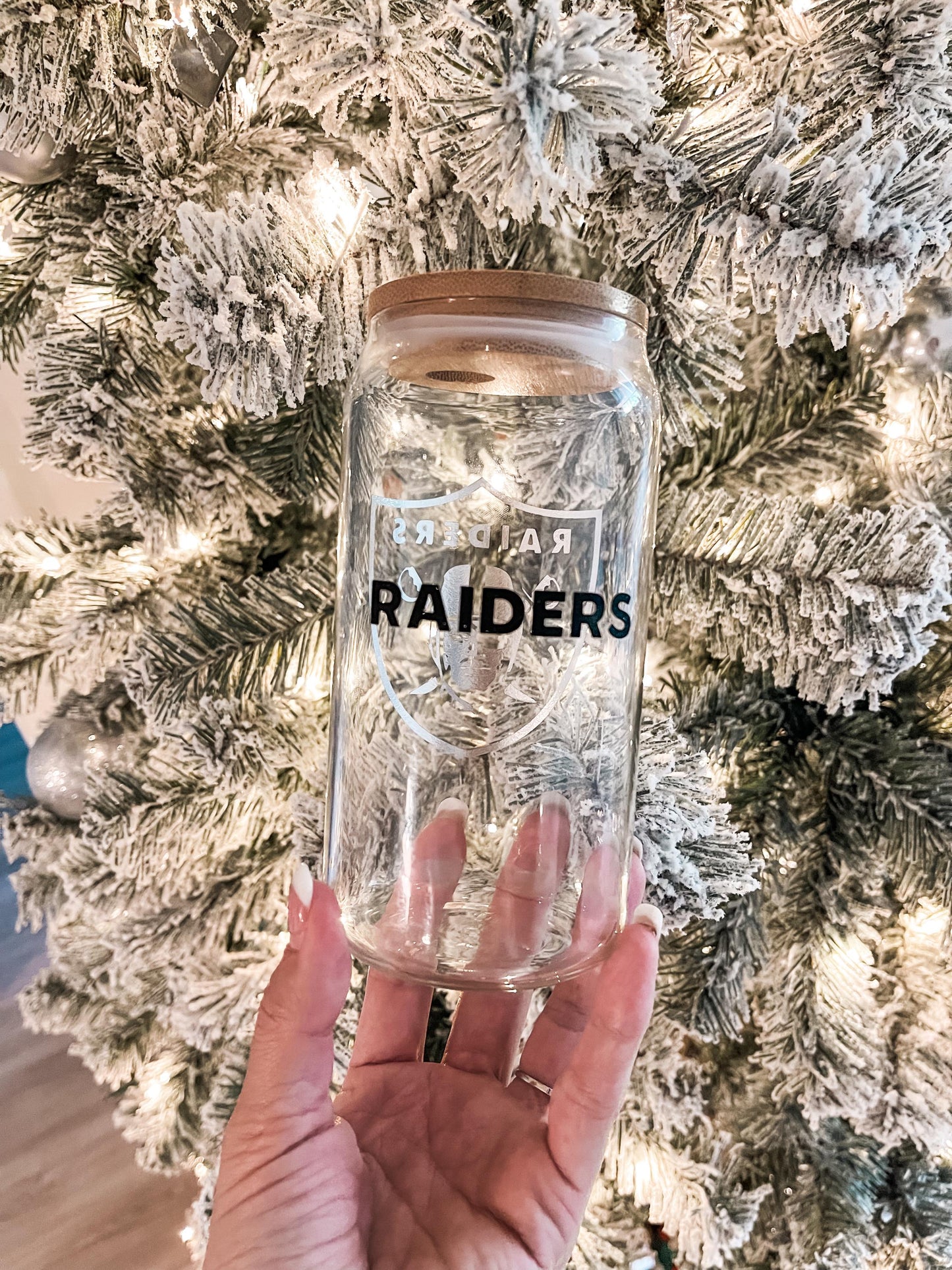 Raiders Football Iced Coffee Glass Cup