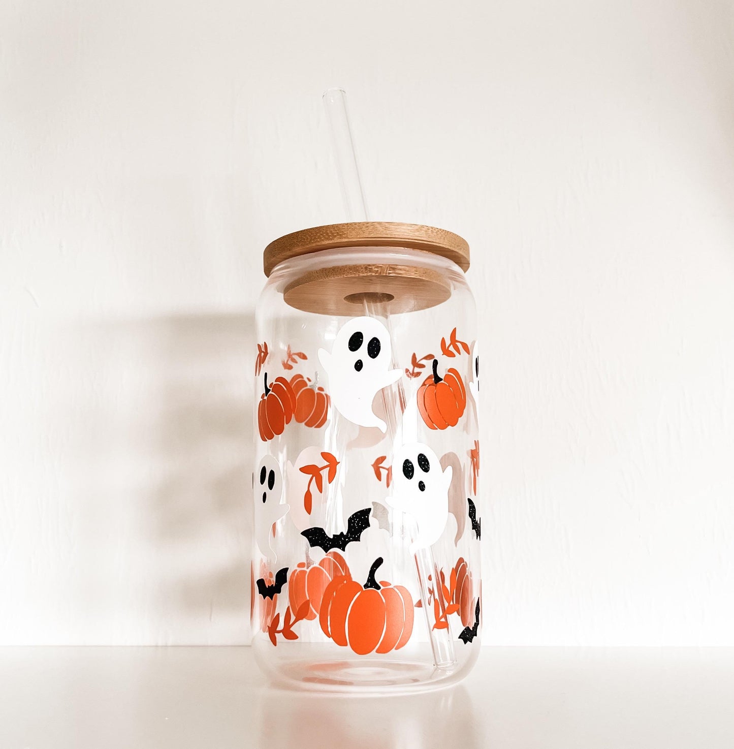 Ghosts and Pumpkins Glass Cup