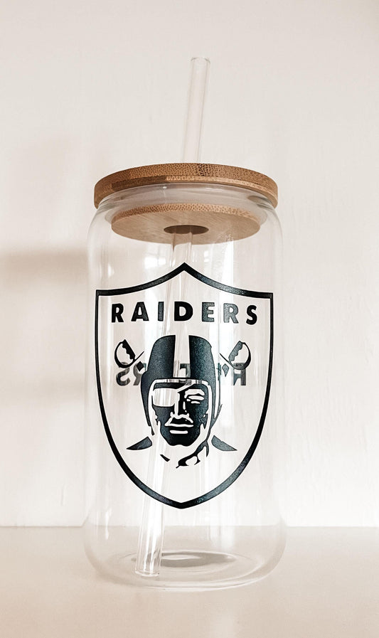 Raiders Football Iced Coffee Glass Cup