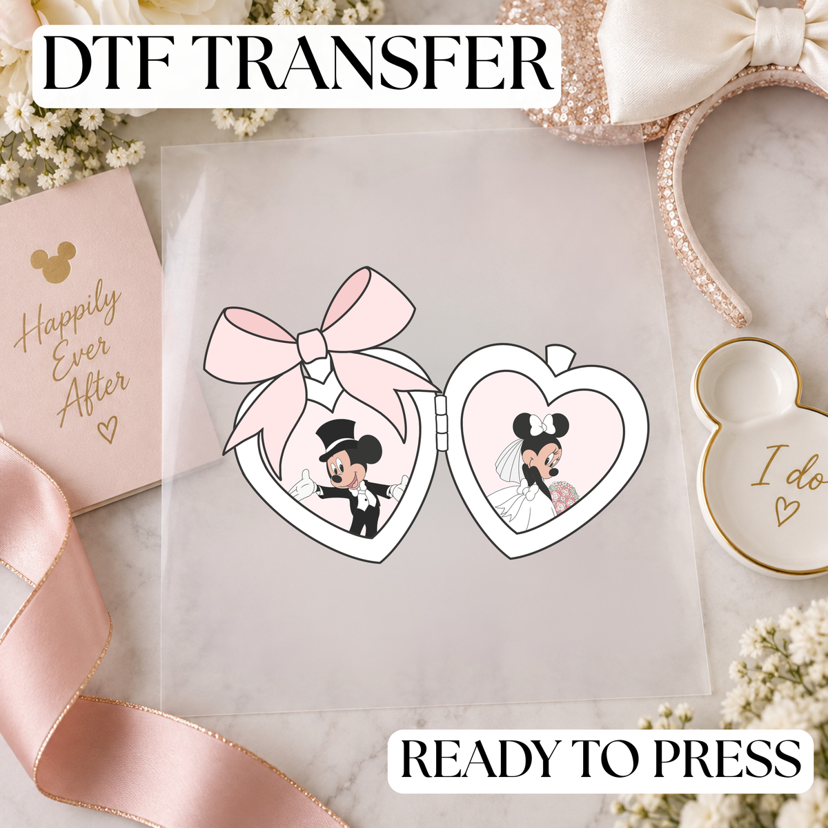 Disney Mickey Mouse & Minnie Mouse Wedding Locket DTF Transfer 🎀💍