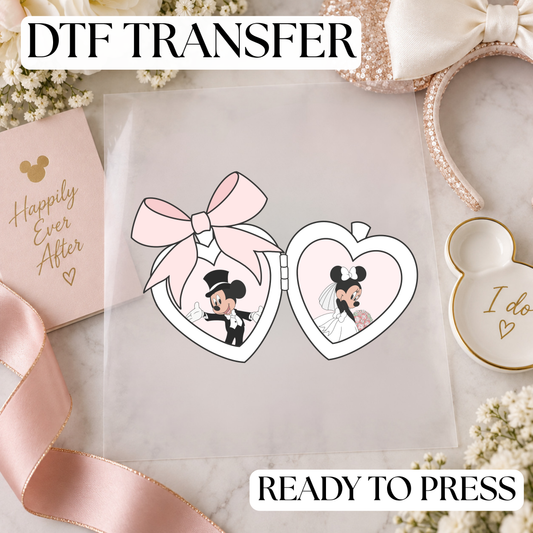 Disney Mickey Mouse & Minnie Mouse Wedding Locket DTF Transfer 🎀💍