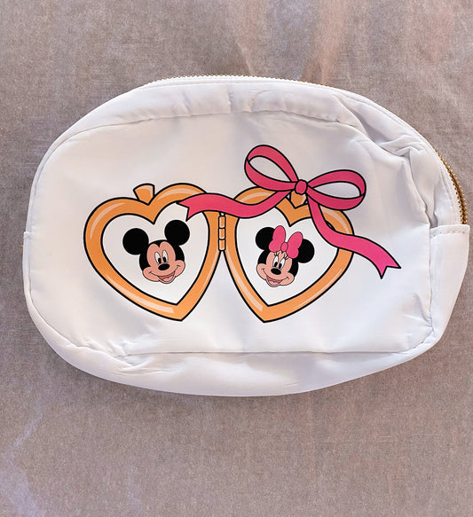 Mickey Minnie Mouse Heart Locket Makeup Toiletry Bag