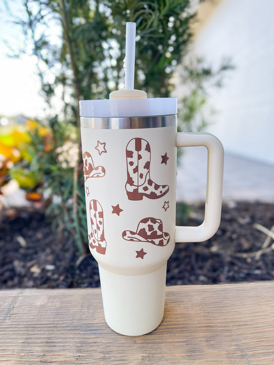 Cowgirl/Cowboy Wild West 40 0z Metal Insulated Tumbler
