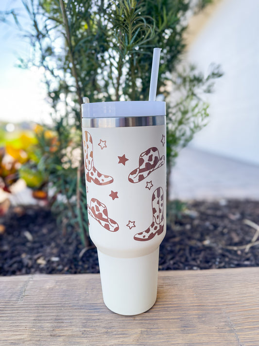 Cowgirl/Cowboy Wild West 40 0z Metal Insulated Tumbler