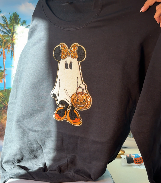 Minnie Mouse Halloween Ghost Patch Sweatshirt
