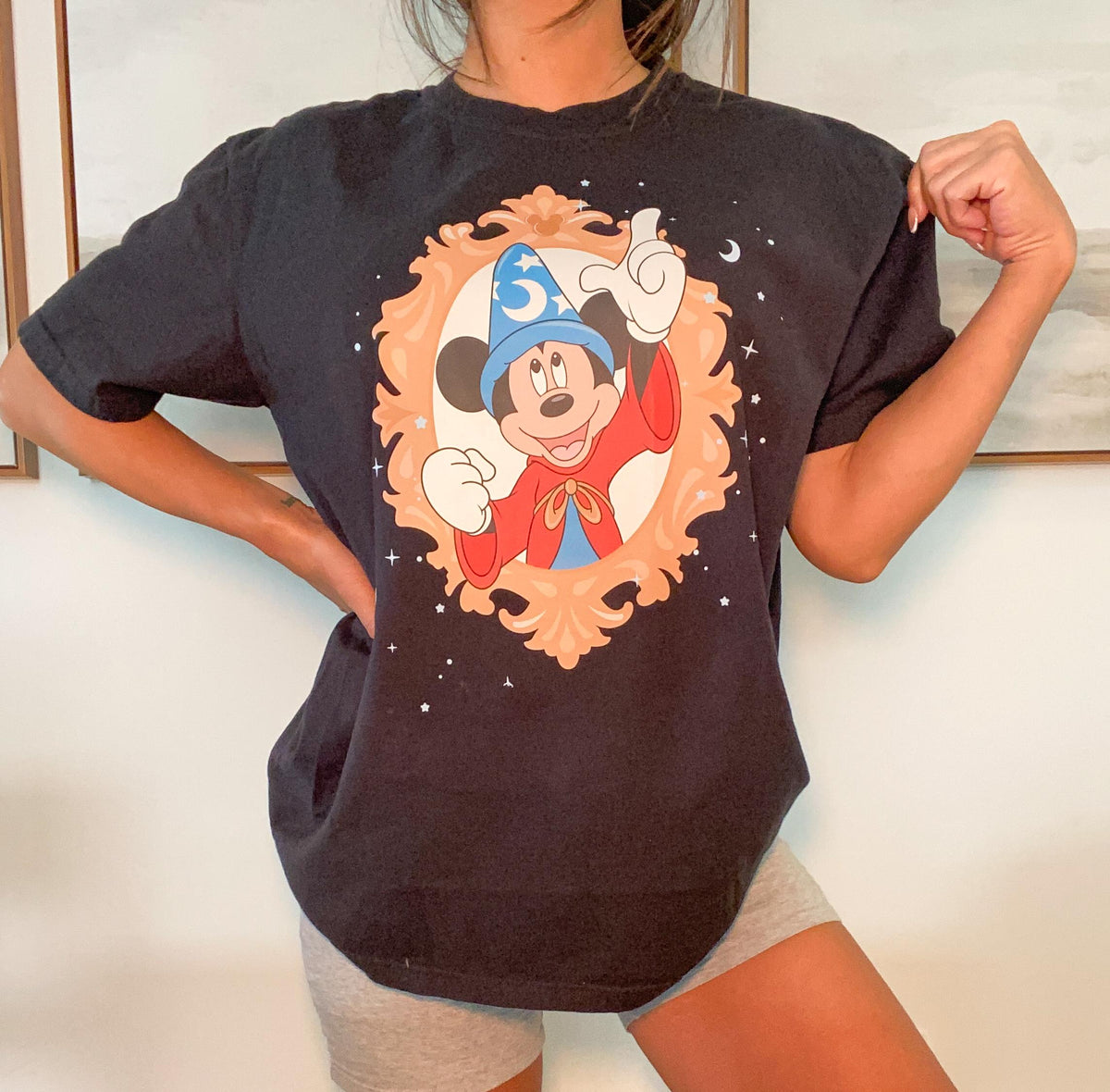 Retro Fantasmic Mickey Sorcerer Fantasia Oversized Unisex Tshirt and Sweatshirt
