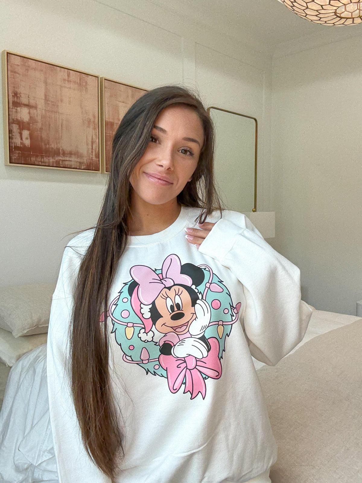 Disney Christmas Minnie Mouse Sweatshirt, Minnie Christmas Wreath Crewneck, Disney Holiday Sweatshirt, Mickey Christmas Trip