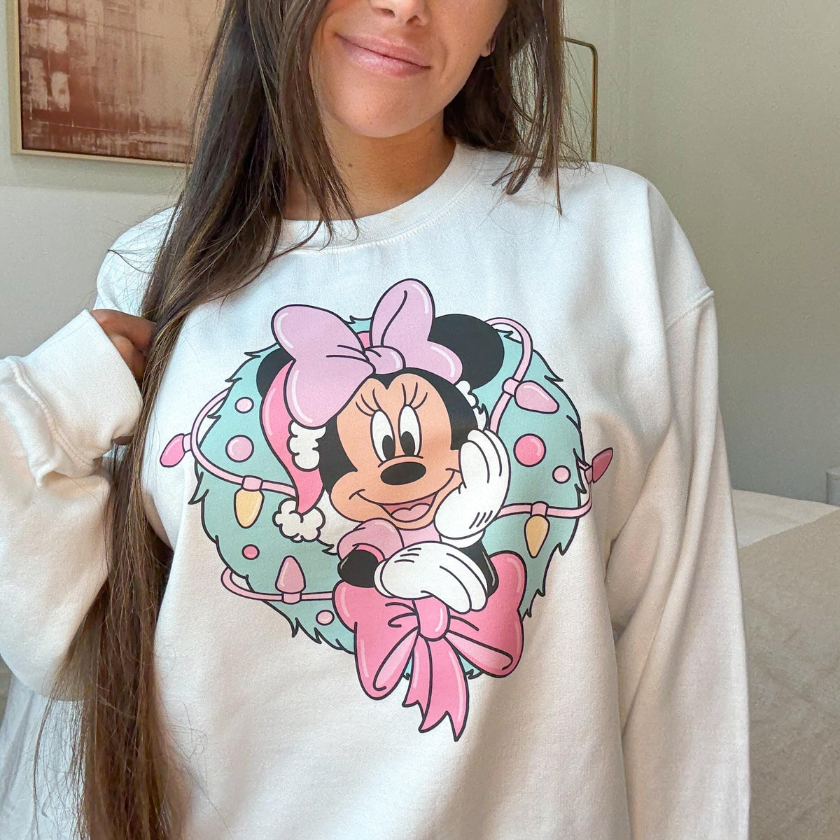 Disney Christmas Minnie Mouse Sweatshirt, Minnie Christmas Wreath Crewneck, Disney Holiday Sweatshirt, Mickey Christmas Trip