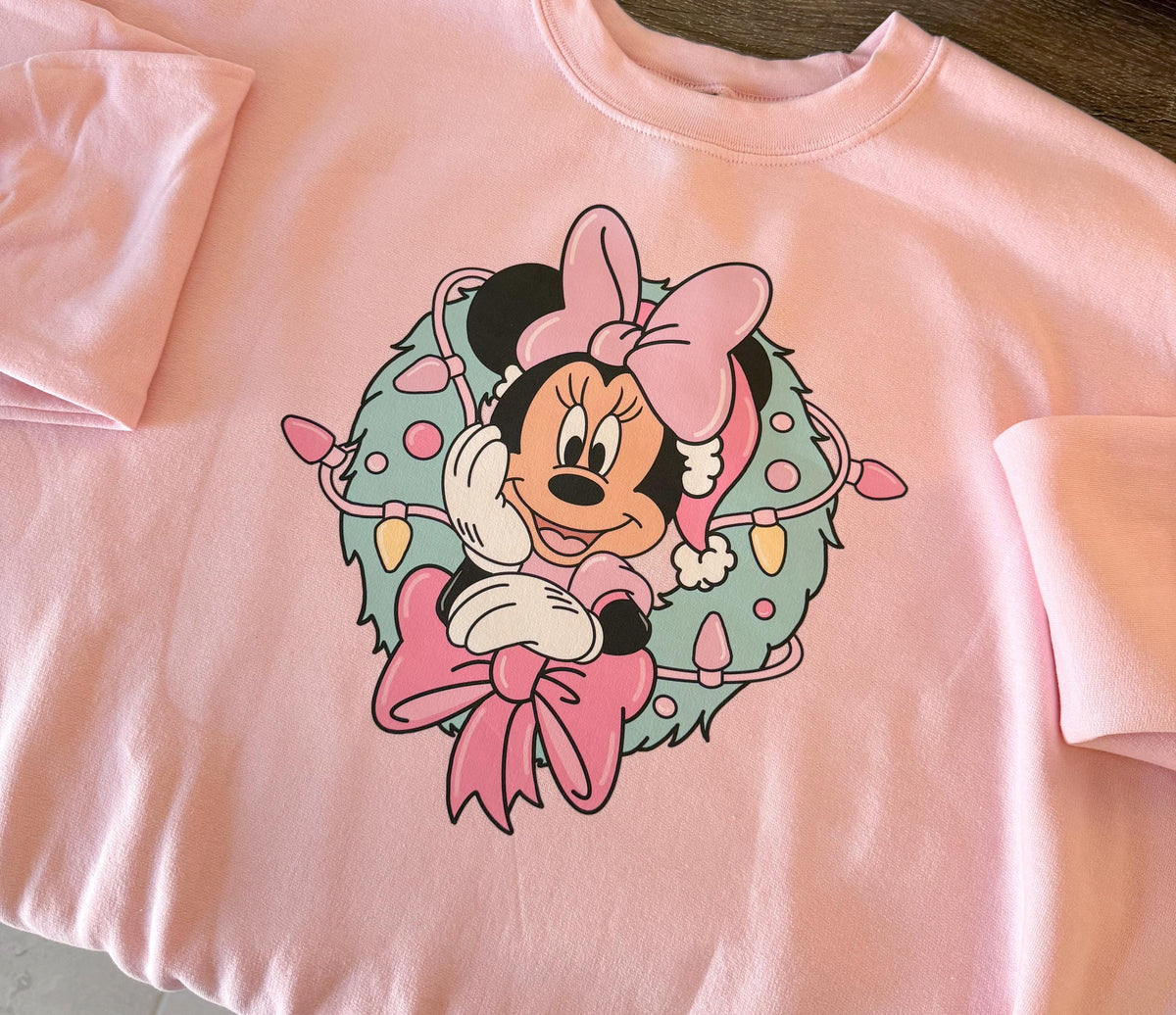Disney Christmas Minnie Mouse Sweatshirt, Minnie Christmas Wreath Crewneck, Disney Holiday Sweatshirt, Mickey Christmas Trip