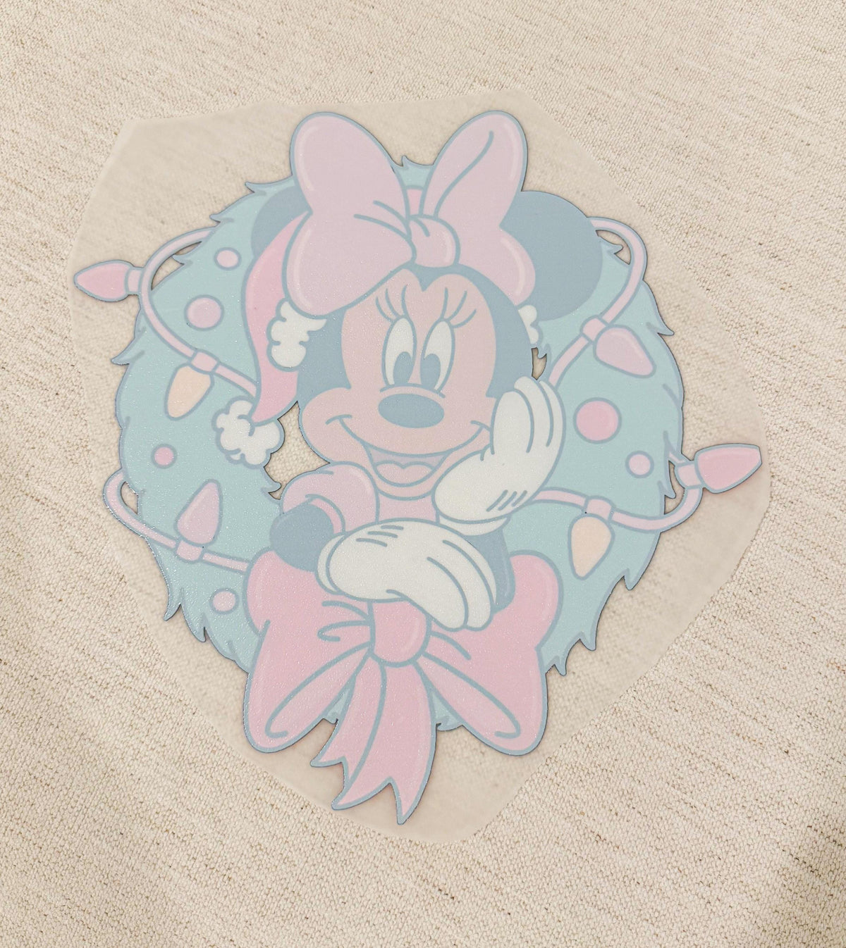 DTF Transfer: Minnie Mouse Disney Christmas Holiday Wreath and Lights