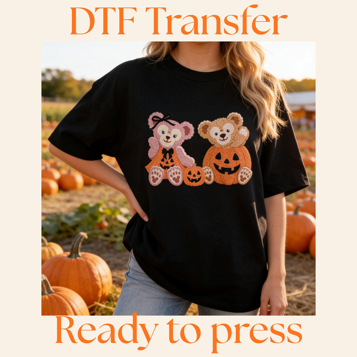 DTF Transfer: Shellie May and Duffy Halloween Pumpkins