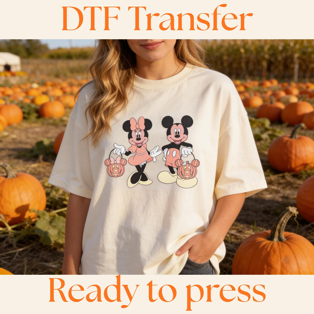 DTF Transfer: Mickey and Minnie Mouse Trick or Treat Disney Halloween Graphic