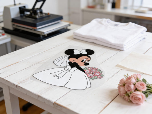 Bride Minnie Mouse DTF Transfer | Disney Wedding Iron On| Bridal Shower DIY